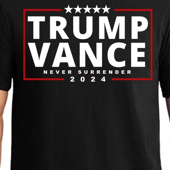 Trump Vance Never Surrender 2024 Politcal Pajama Set