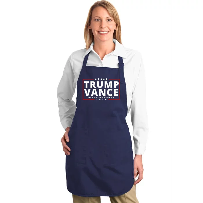 Trump Vance Never Surrender 2024 Politcal Full-Length Apron With Pocket