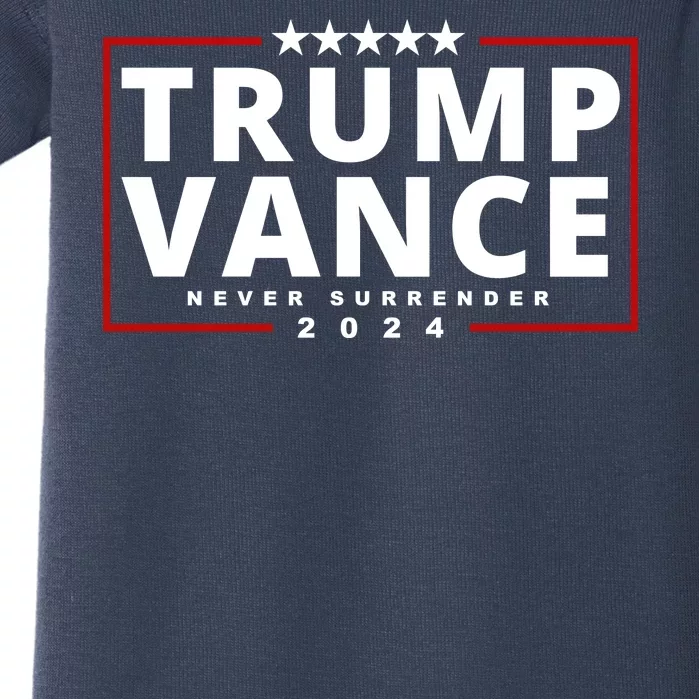 Trump Vance Never Surrender 2024 Politcal Baby Bodysuit