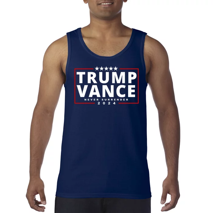 Trump Vance Never Surrender 2024 Politcal Tank Top