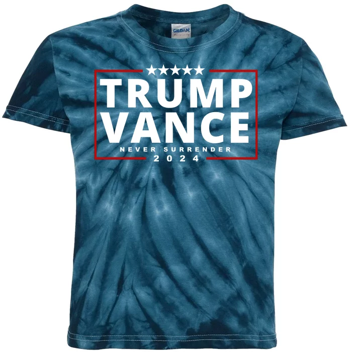 Trump Vance Never Surrender 2024 Politcal Kids Tie-Dye T-Shirt