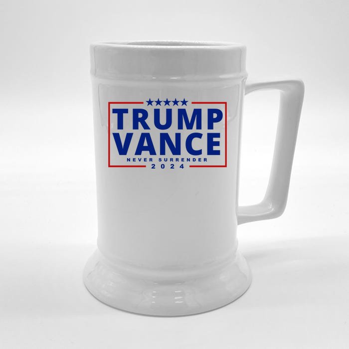 Trump Vance Never Surrender 2024 Politcal Front & Back Beer Stein