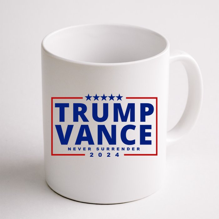 Trump Vance Never Surrender 2024 Politcal Front & Back Coffee Mug