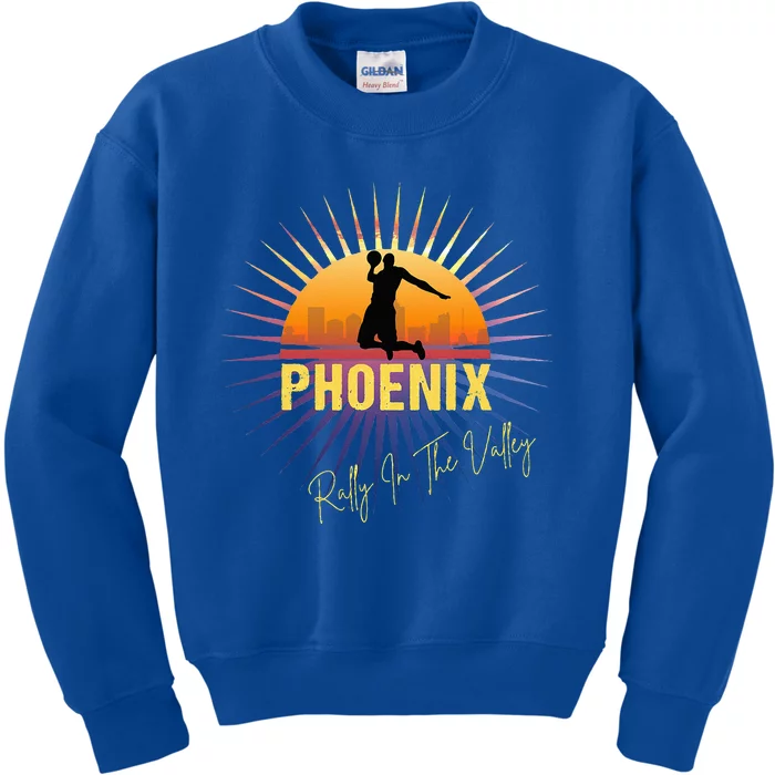 The Valley Oop Phoenix Basketball Retro Sunset Rally Tee Kids Sweatshirt