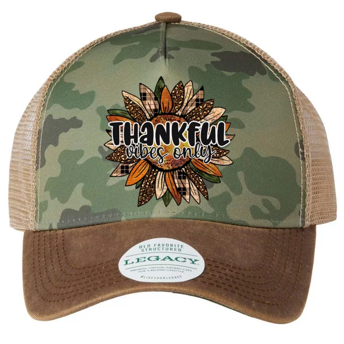 Thankful Vibes Only Thankful Leopard Sunflower Autumn Fall Gift Legacy Tie Dye Trucker Hat