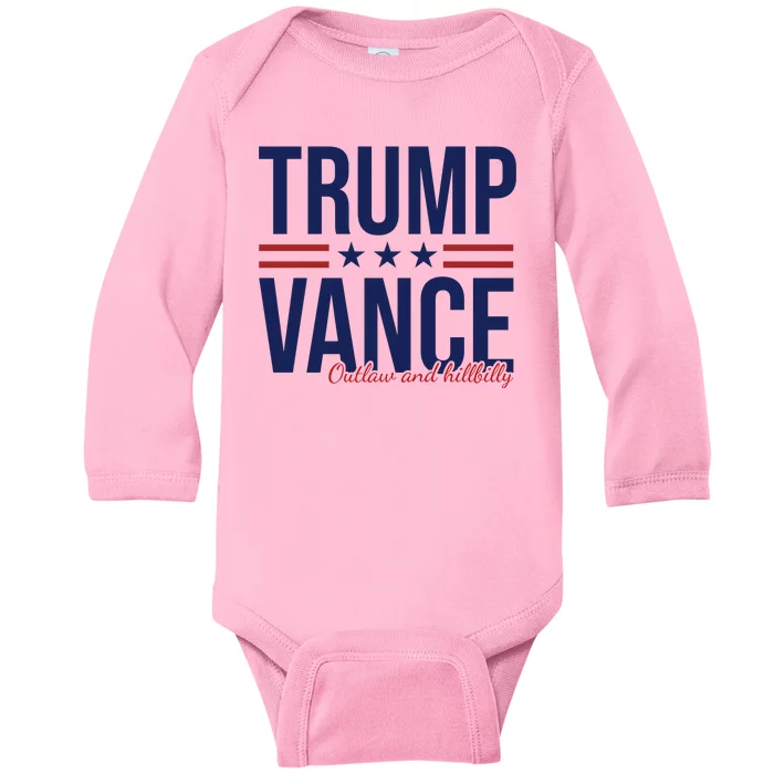 Trump Vance Outlaw And Hillbilly 2024 Election Baby Long Sleeve Bodysuit