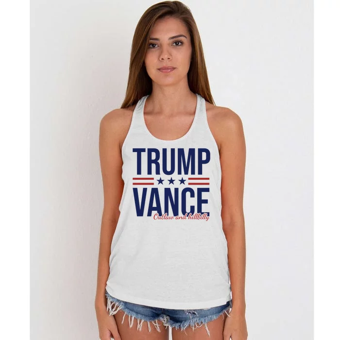 Trump Vance Outlaw And Hillbilly 2024 Election Women's Knotted Racerback Tank