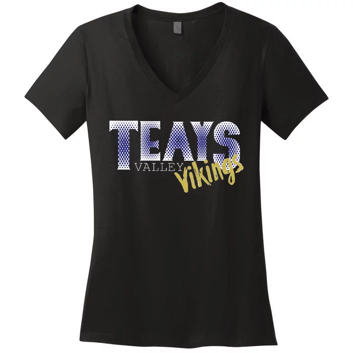 Teays Valley Oh Viking Pride Spirit Wear Women's V-Neck T-Shirt