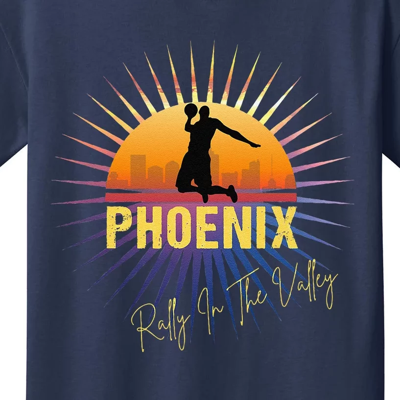 The Valley Oop Phoenix Basketball Retro Sunset Rally Kids T-Shirt