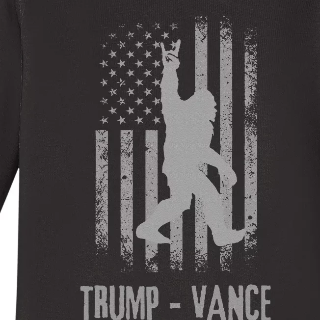 Trump Vance Patriotic Bigfoot Grunge Baby Long Sleeve Bodysuit