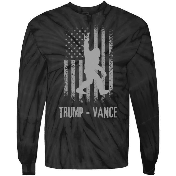 Trump Vance Patriotic Bigfoot Grunge Tie-Dye Long Sleeve Shirt