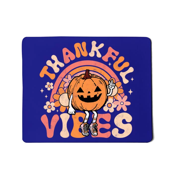 Thankful Vibes Pumpkin Autumn Fall Thanksgiving Groovy Retro Cute Gift Mousepad