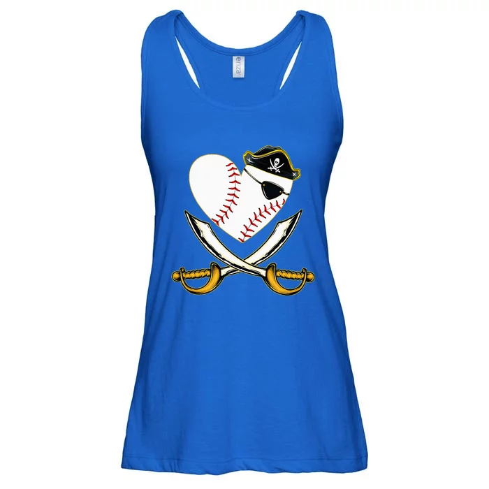 The Vintage Pirate Baseball Heart With Skull Hat Ladies Essential Flowy Tank