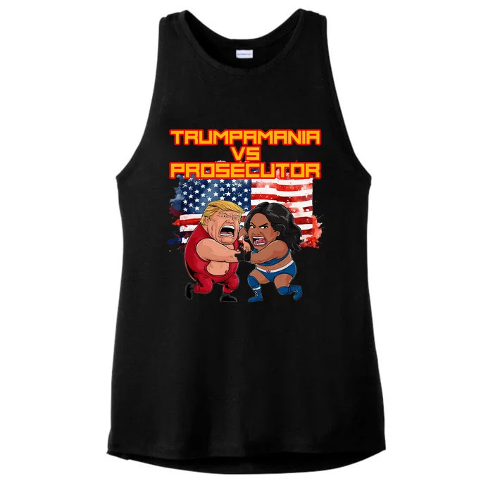 Trumpamania Vs Prosecutor Funny Wrestling Trump V Harris Ladies Tri-Blend Wicking Tank