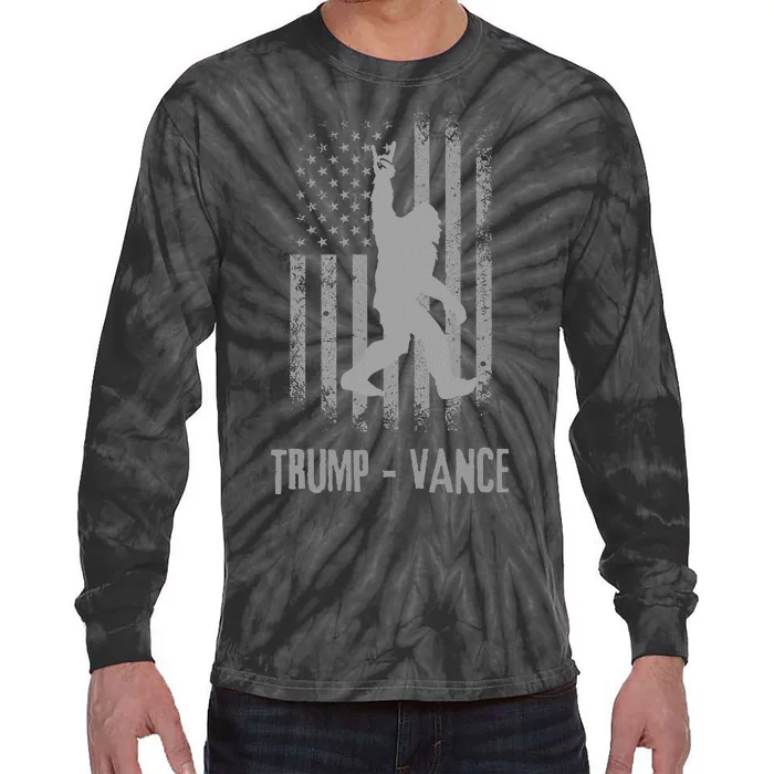 Trump Vance Patriotic Bigfoot Grunge Tie-Dye Long Sleeve Shirt