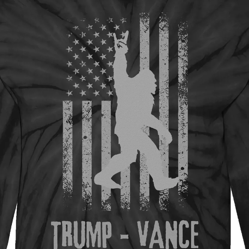 Trump Vance Patriotic Bigfoot Grunge Tie-Dye Long Sleeve Shirt