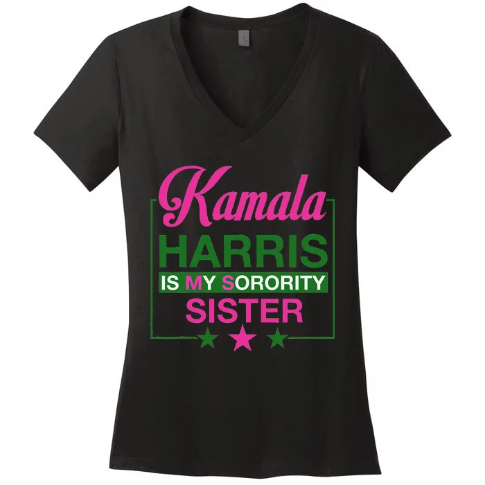 The Vice President Kamala Harris Is My Sorority Sister Women's V-Neck T-Shirt