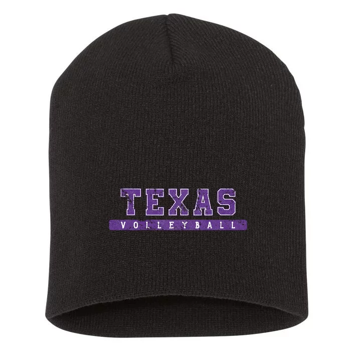 Texas Volleyball Purple Vintage Text Short Acrylic Beanie