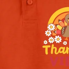 Thankful Vibes Retro Rainbow Gobble Turkey Thanksgiving Gift Dry Zone Grid Performance Polo