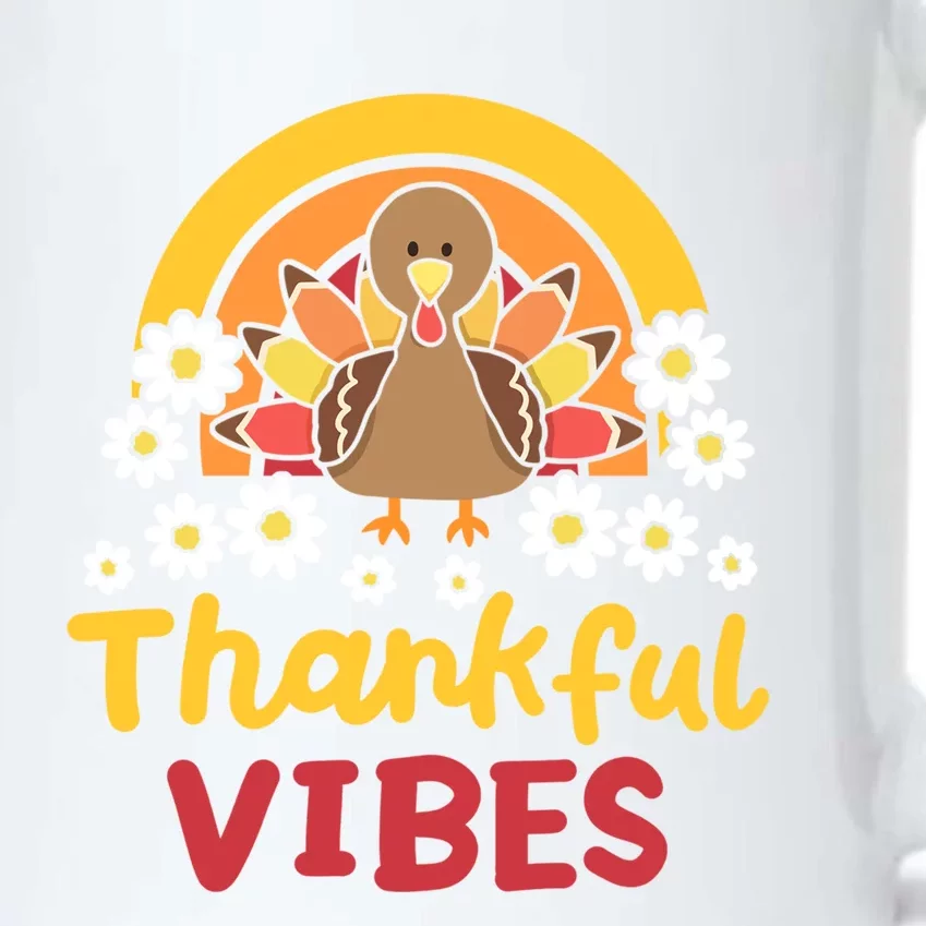 Thankful Vibes Retro Rainbow Gobble Turkey Thanksgiving Gift Black Color Changing Mug