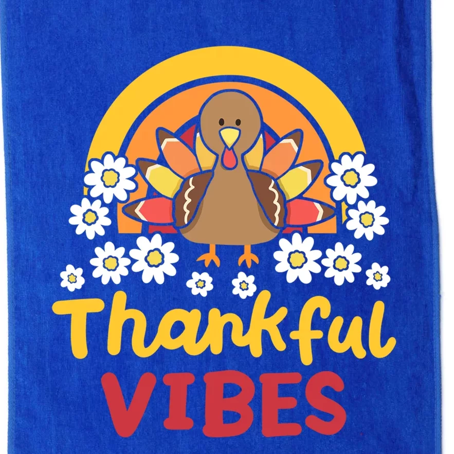 Thankful Vibes Retro Rainbow Gobble Turkey Thanksgiving Gift Platinum Collection Golf Towel