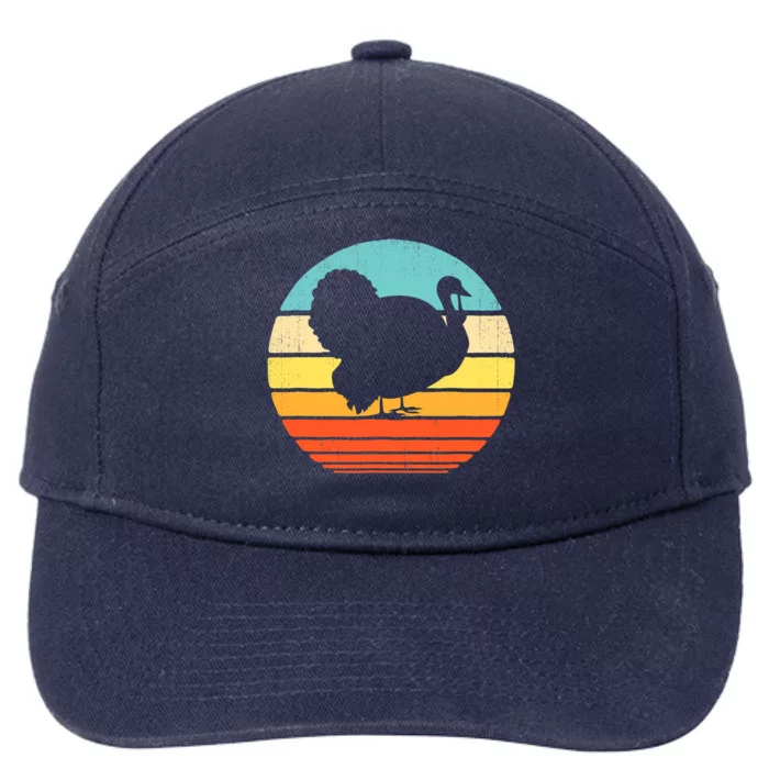 Turkey Vintage Retro Happy Thanksgiving 7-Panel Snapback Hat