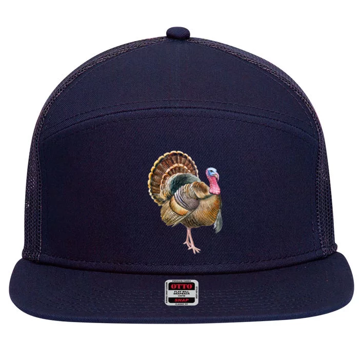 Turkey Vintage Retro Gobble Gobble Thanksgiving Classic Cool Gift 7 Panel Mesh Trucker Snapback Hat