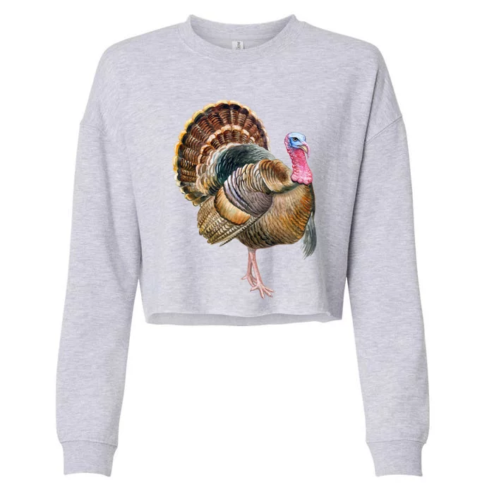 Turkey Vintage Retro Gobble Gobble Thanksgiving Classic Cool Gift Cropped Pullover Crew