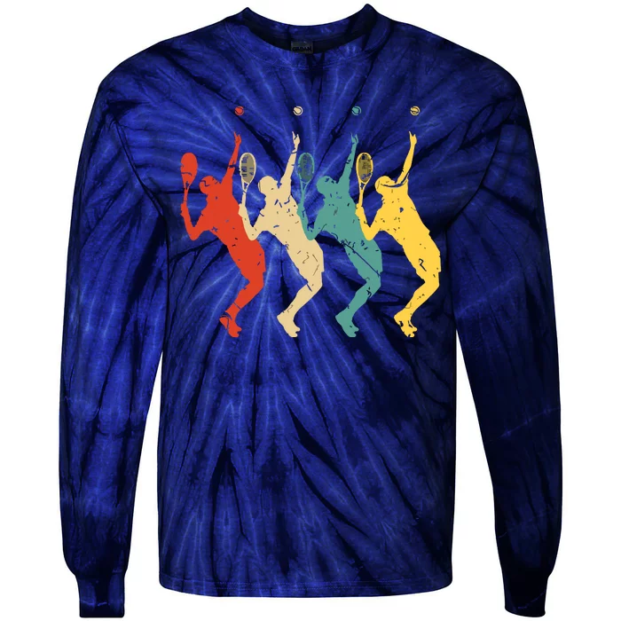 Tennis Vintage Retro 70s 80s Tennis Player Tie-Dye Long Sleeve Shirt