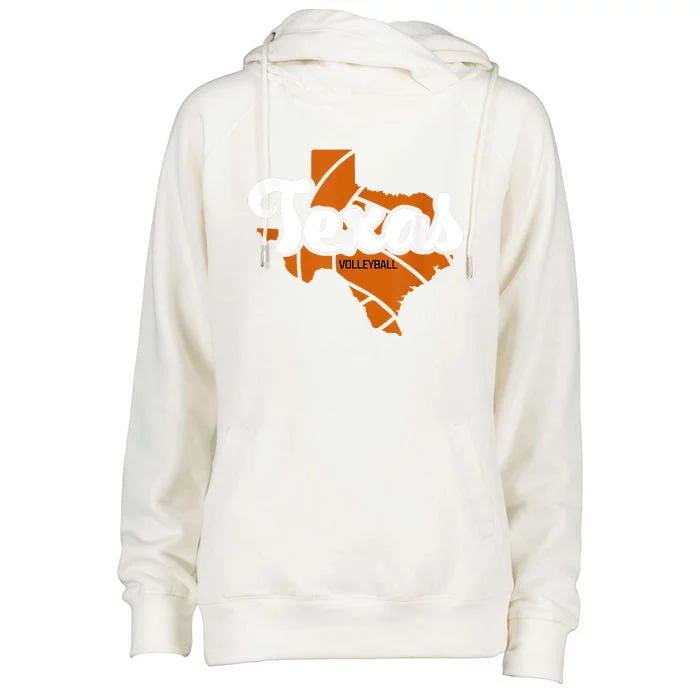 Texas Volleyball Retro Womens Funnel Neck Pullover Hood