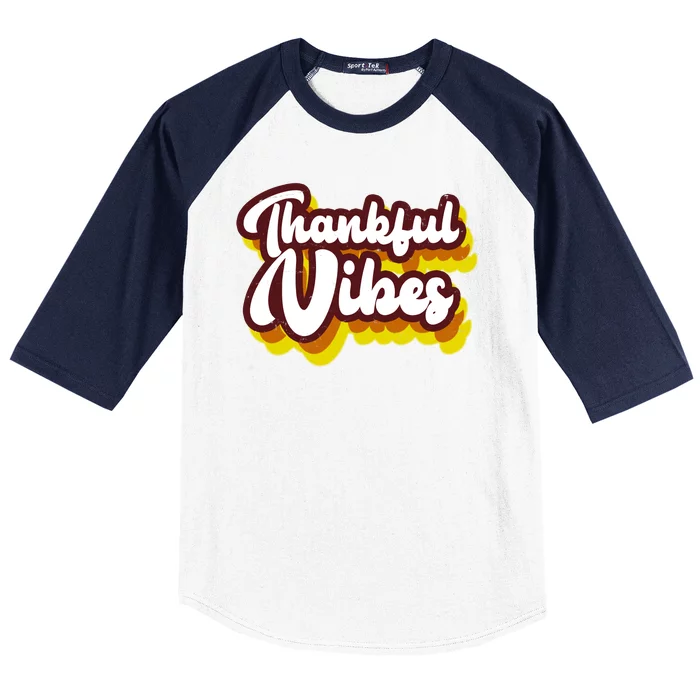 Thankful Vibes Retro Vintage Baseball Sleeve Shirt