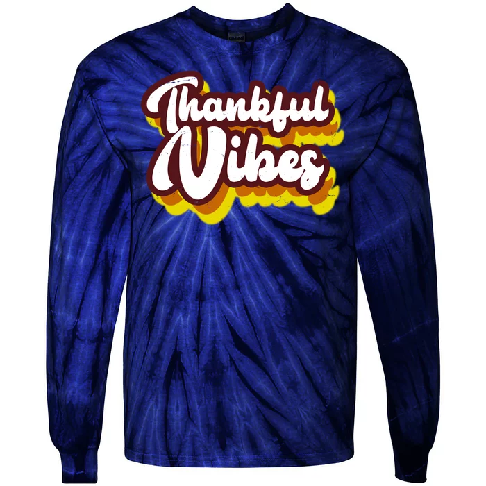 Thankful Vibes Retro Vintage Tie-Dye Long Sleeve Shirt