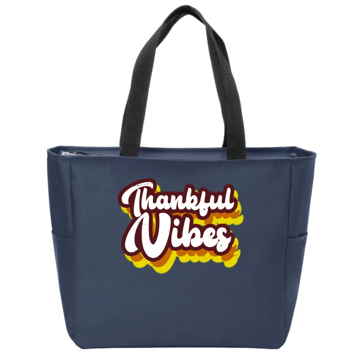 Thankful Vibes Retro Vintage Zip Tote Bag