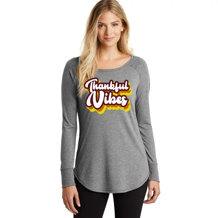 Thankful Vibes Retro Vintage Women's Perfect Tri Tunic Long Sleeve Shirt