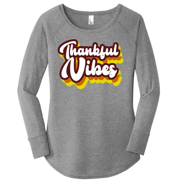 Thankful Vibes Retro Vintage Women's Perfect Tri Tunic Long Sleeve Shirt