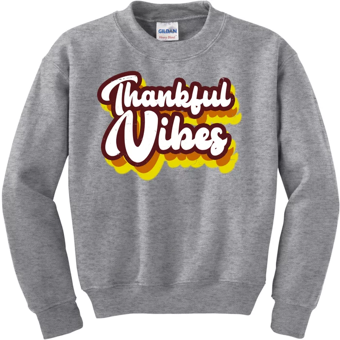 Thankful Vibes Retro Vintage Kids Sweatshirt