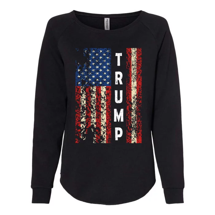 Trump Vintage Retro Distressed Usa Flag American Trump Flags Gift Womens California Wash Sweatshirt