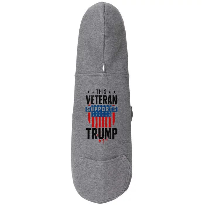 This Veteran Supports Trump 2024 American Flag 4th Of July Doggie 3-End Fleece Hoodie