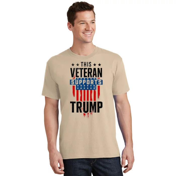 This Veteran Supports Trump 2024 American Flag 4th Of July T-Shirt