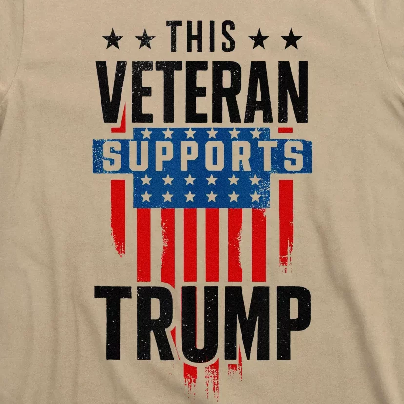 This Veteran Supports Trump 2024 American Flag 4th Of July T-Shirt