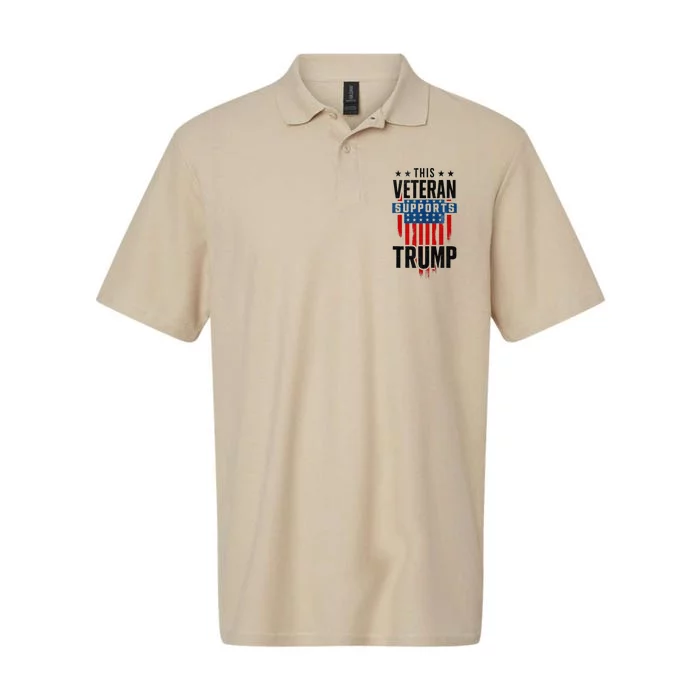 This Veteran Supports Trump 2024 American Flag 4th Of July Softstyle Adult Sport Polo