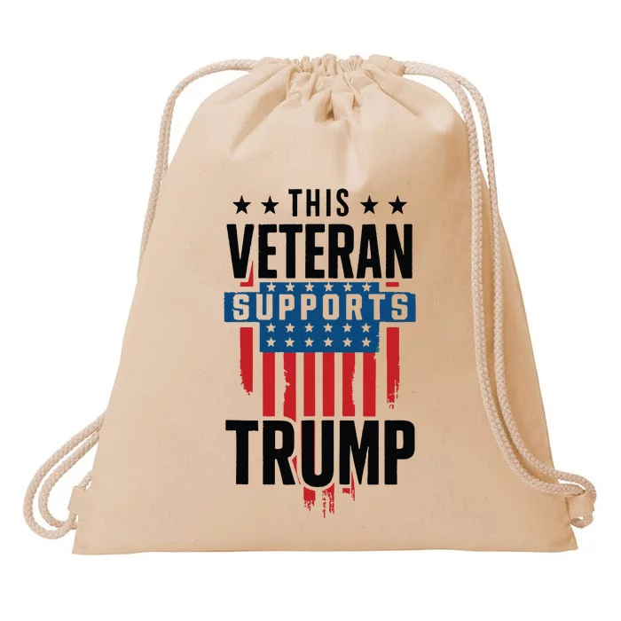 This Veteran Supports Trump 2024 American Flag 4th Of July Tank Top Drawstring Bag