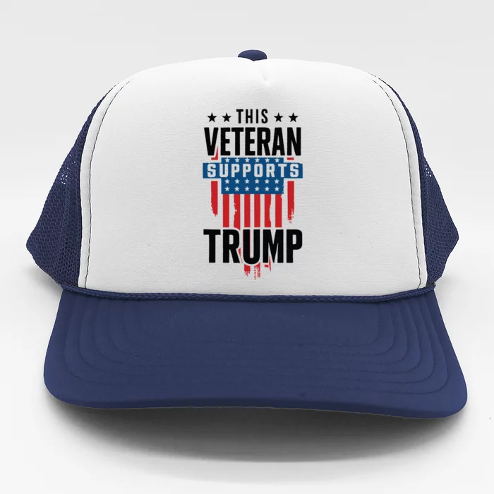 This Veteran Supports Trump 2024 American Flag 4th Of July Tank Top Trucker Hat