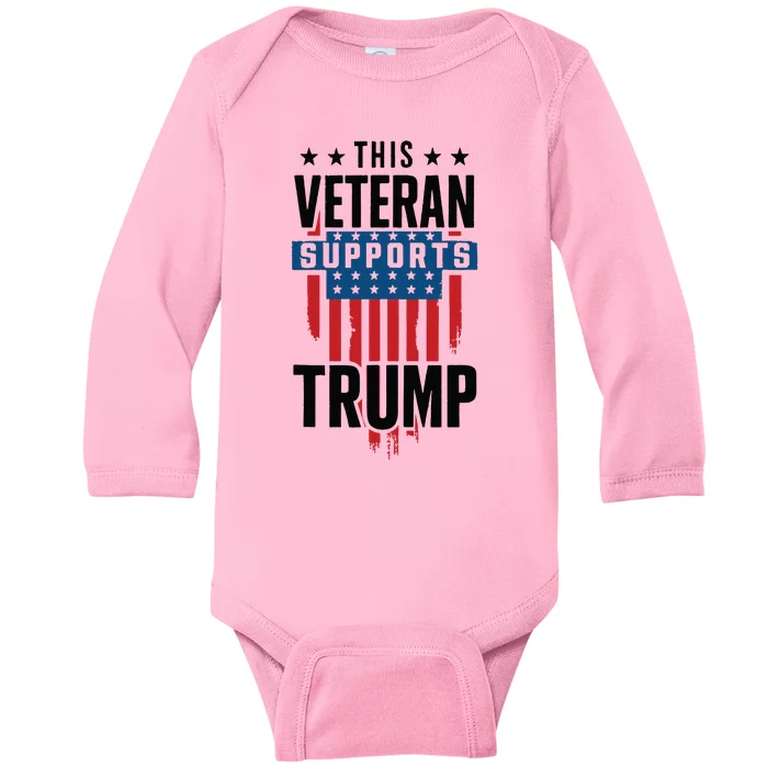 This Veteran Supports Trump 2024 American Flag 4th Of July Tank Top Baby Long Sleeve Bodysuit