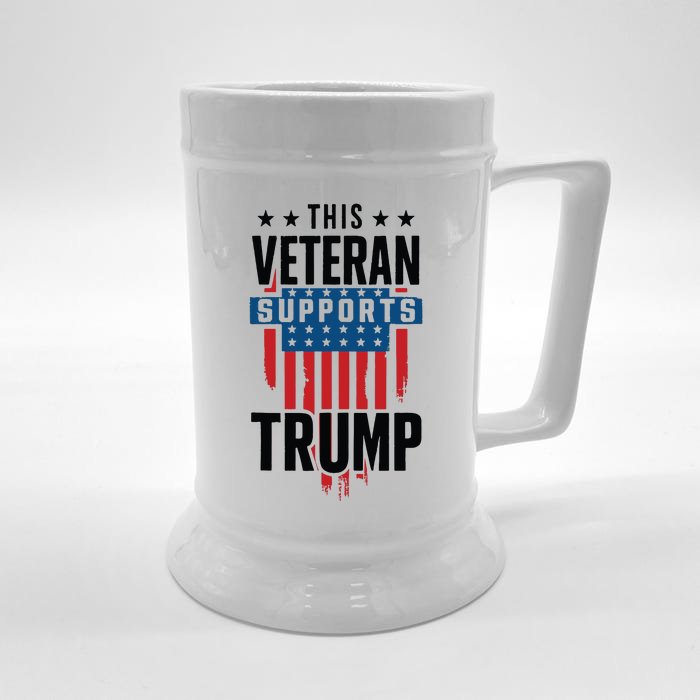 This Veteran Supports Trump 2024 American Flag 4th Of July Tank Top Front & Back Beer Stein