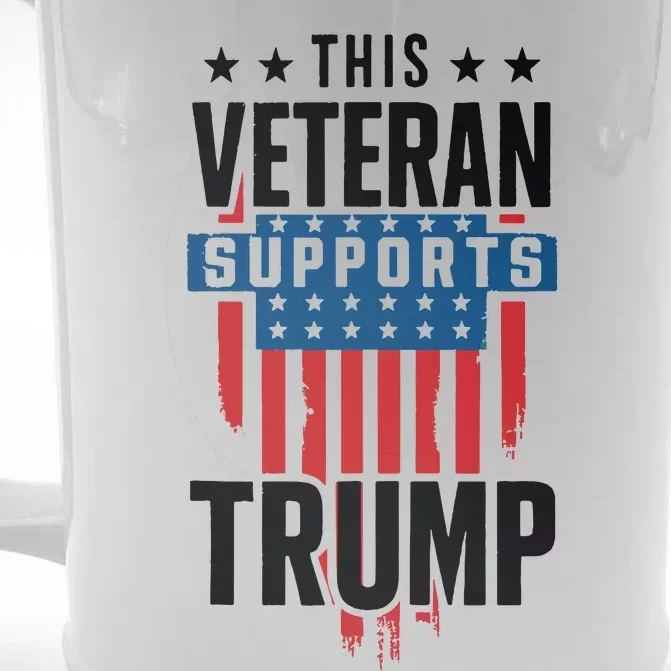 This Veteran Supports Trump 2024 American Flag 4th Of July Tank Top Front & Back Beer Stein