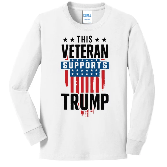 This Veteran Supports Trump 2024 American Flag 4th Of July Tank Top Kids Long Sleeve Shirt