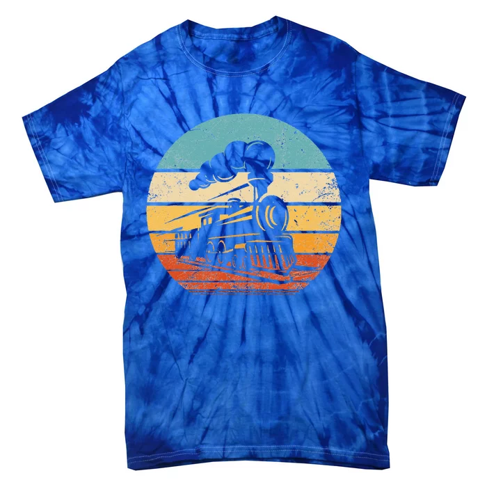 Train Vintage Sunset Retro Engineer Engine Conductor Tie-Dye T-Shirt