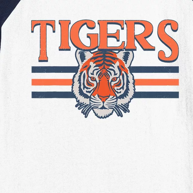 Tigers Vintage Sports Name Baseball Sleeve Shirt