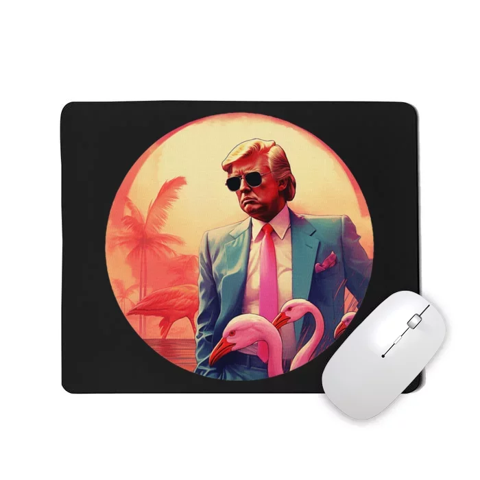 Trump Vice Style Sunglasses And Flamingos In Miami Mousepad